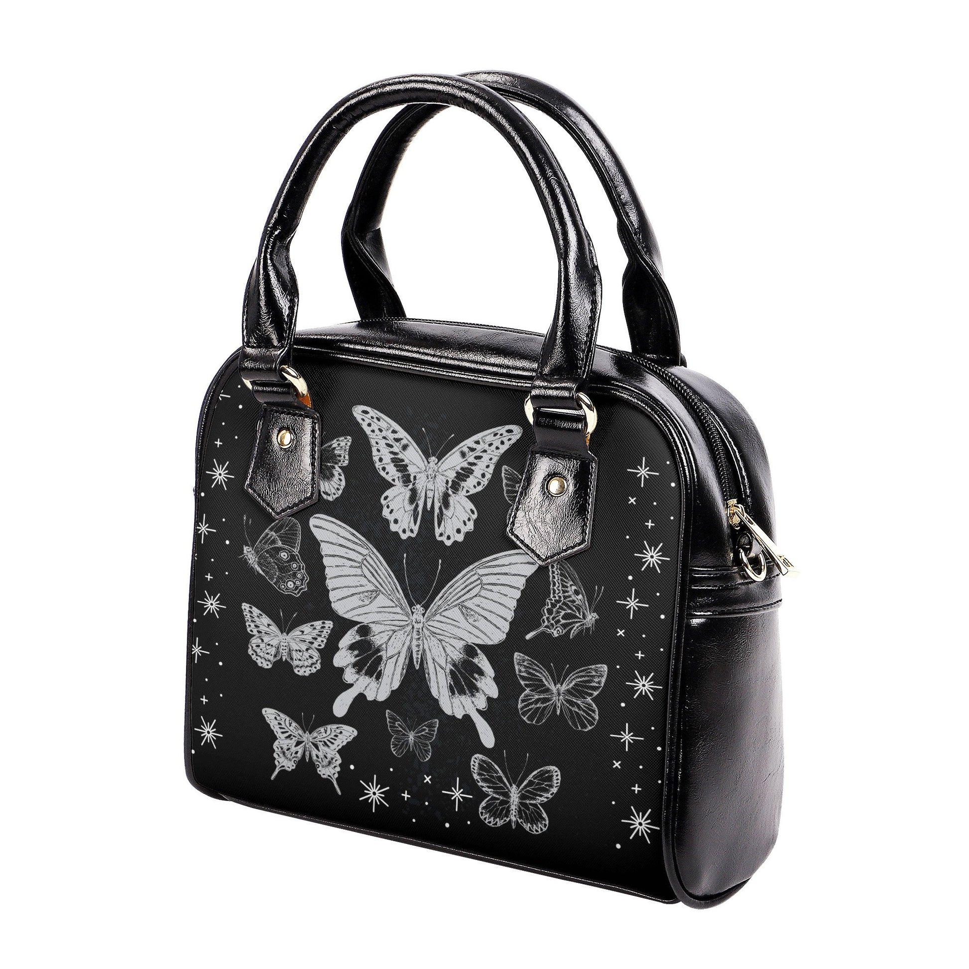 Goth Handbag - Black Butterflies - Witchy Purse - Shoulder Handbag