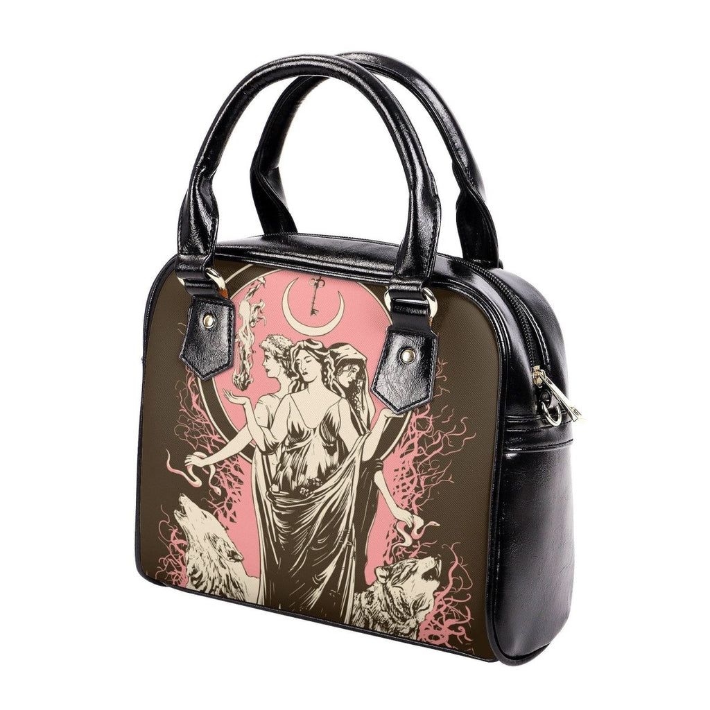 Hecate Bag - Pink and Beige Handbag - Gothic Shoulder Handbag - Halloween