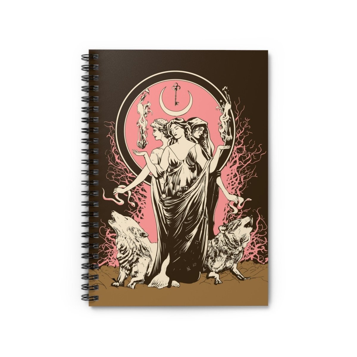 Pink Hecate Notebook - Goddess Journal - Gift for Witches - Spiral Notebook - Ruled Line