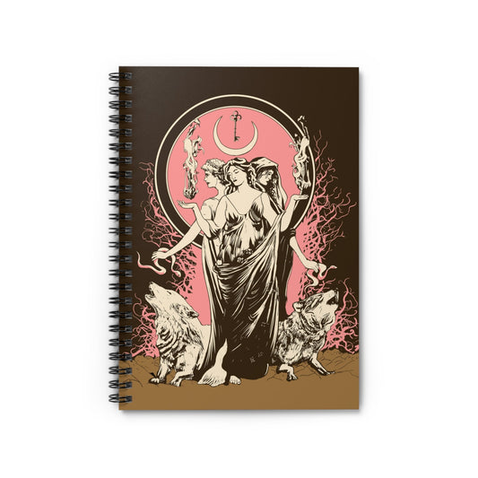 Pink Hecate Notebook - Goddess Journal - Gift for Witches - Spiral Notebook - Ruled Line