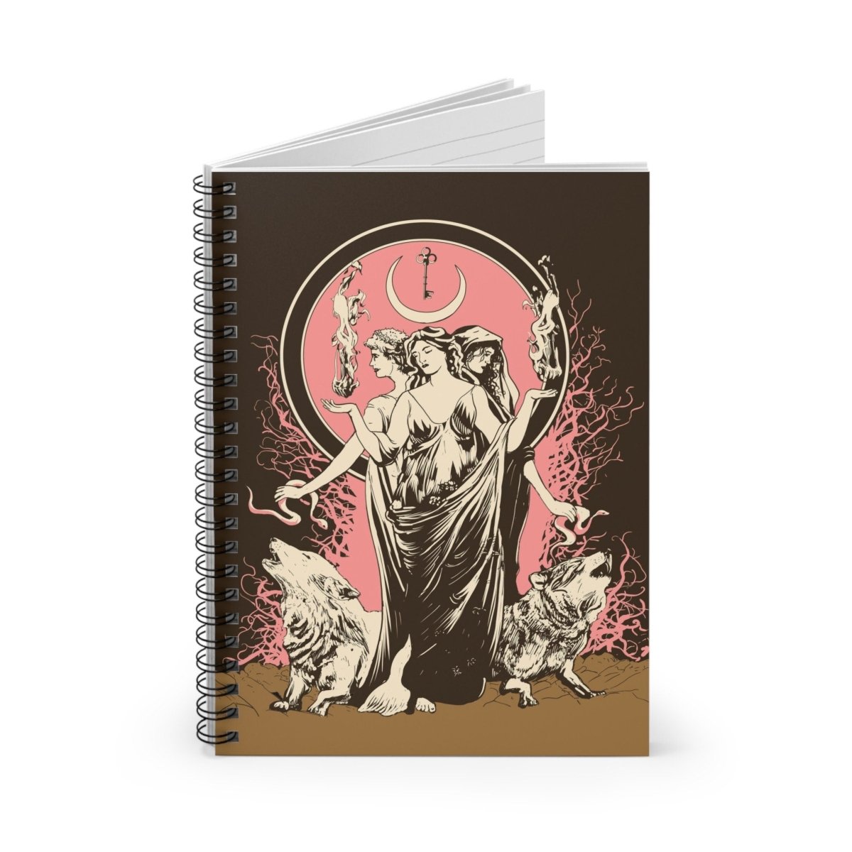 Pink Hecate Notebook - Goddess Journal - Gift for Witches - Spiral Notebook - Ruled Line