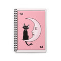 Cute Pink Notebook - Cat and Moon - Spiral Notebook - Ruled Line