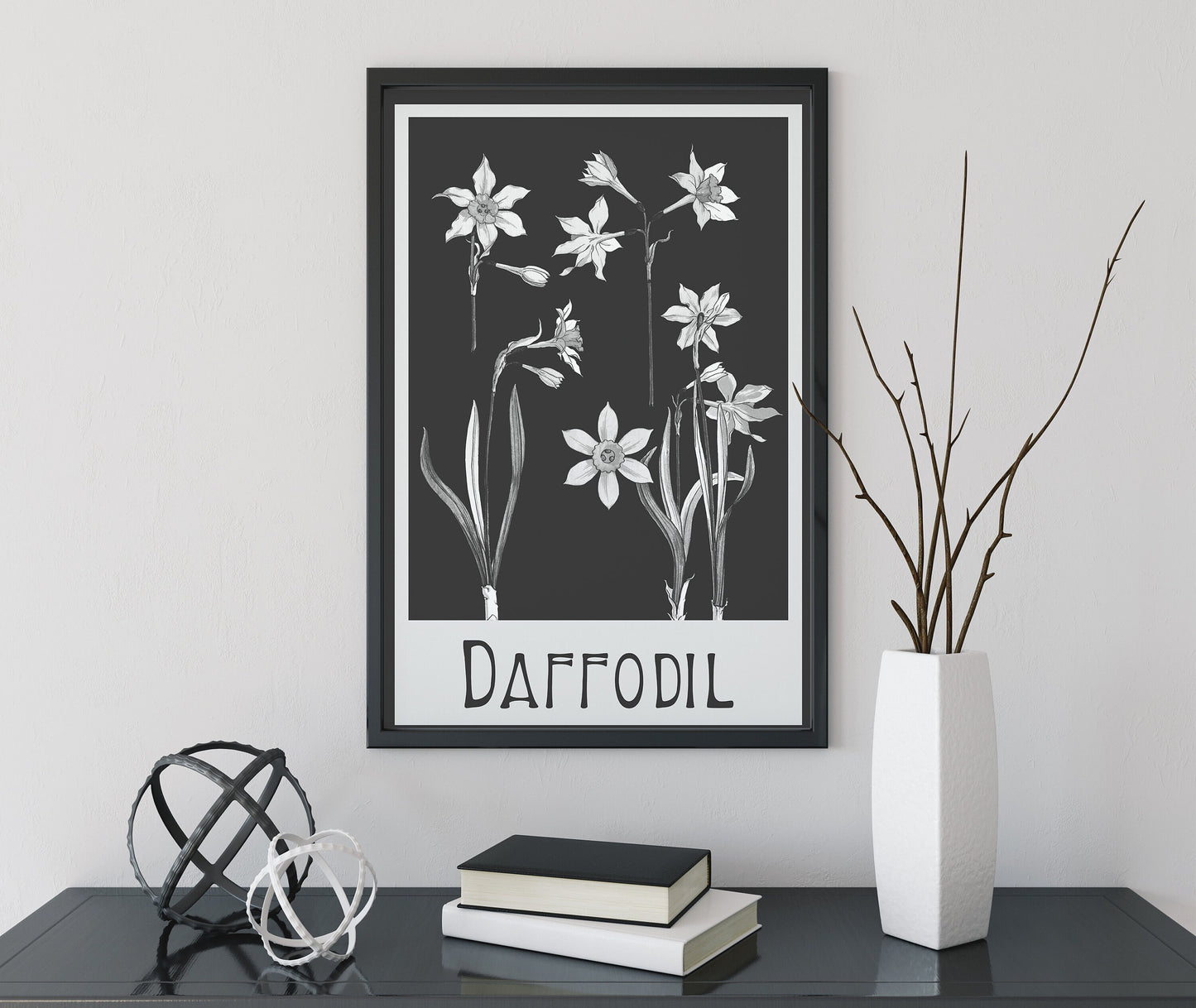 Art Nouveau Poster Floral Print Bohemian Print Large Artwork Daffodils Vintage