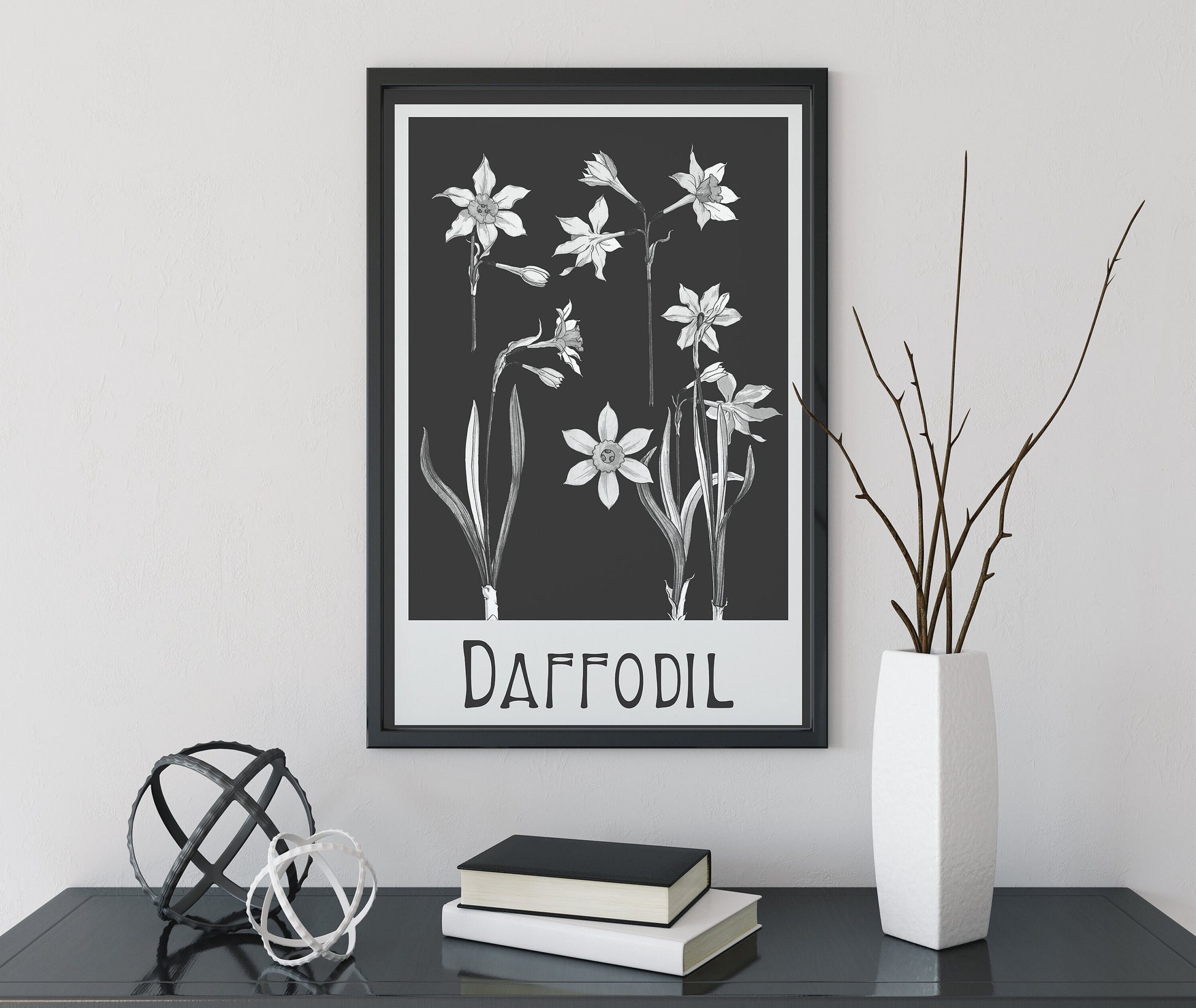 Art Nouveau Poster Floral Print Bohemian Print Large Artwork Daffodils Vintage