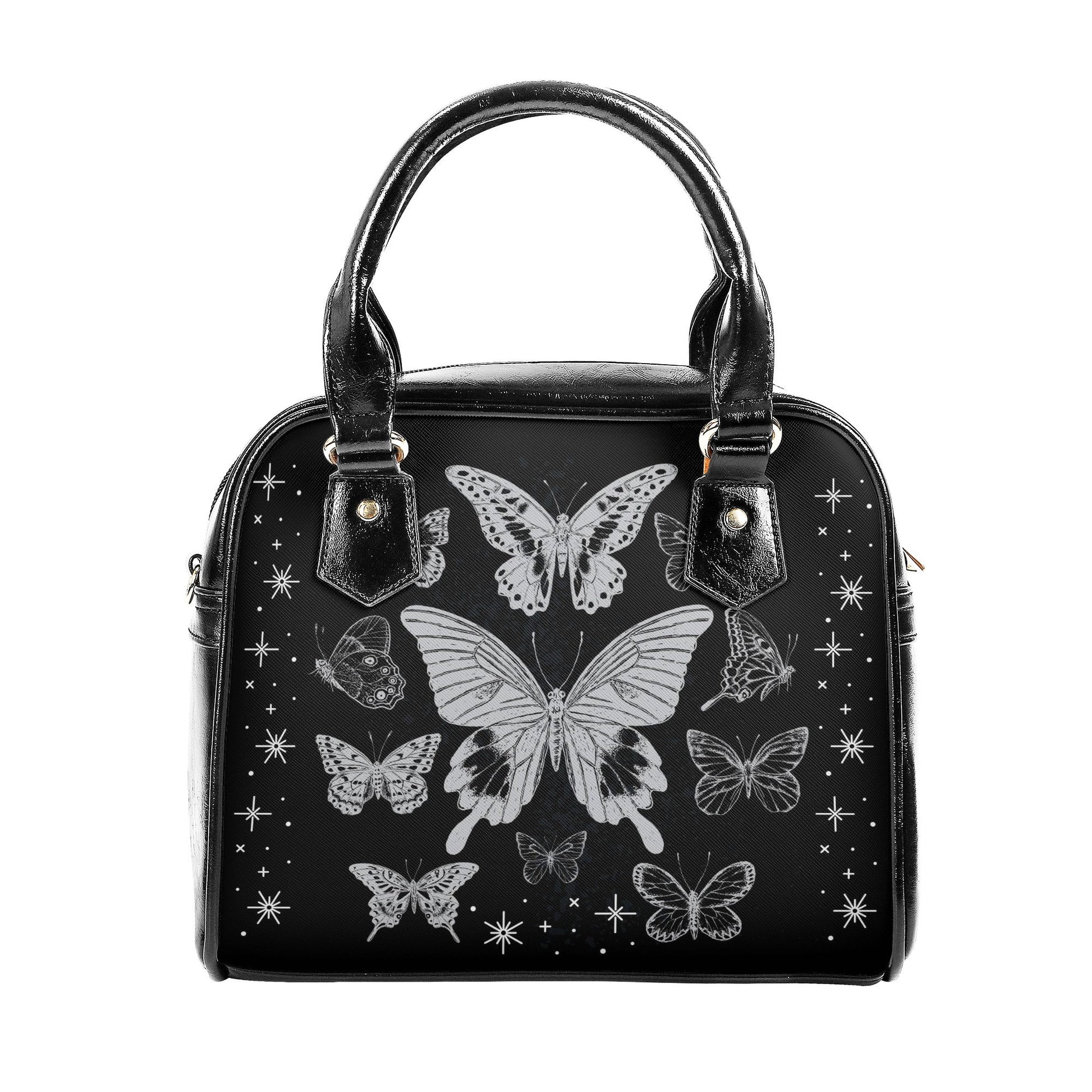 Goth Handbag - Black Butterflies - Witchy Purse - Shoulder Handbag