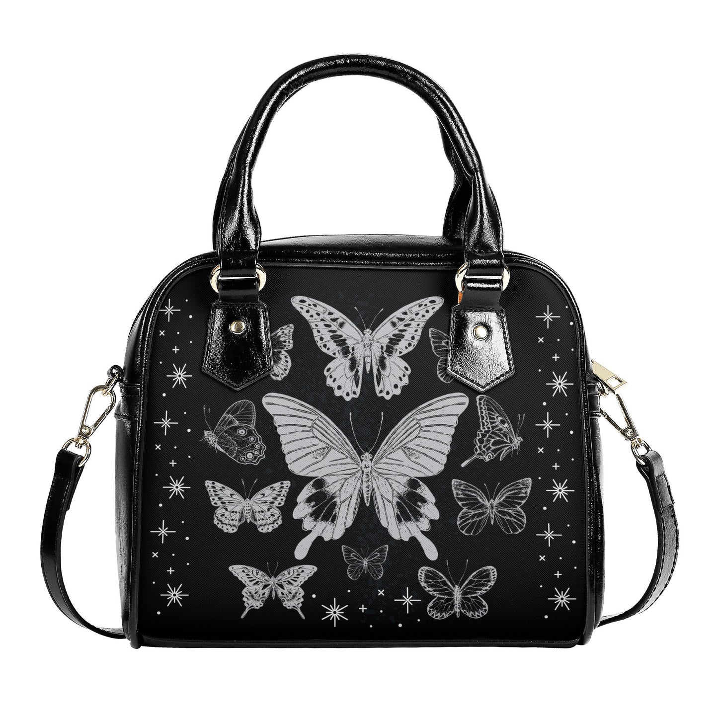 Goth Handbag - Black Butterflies - Witchy Purse - Shoulder Handbag