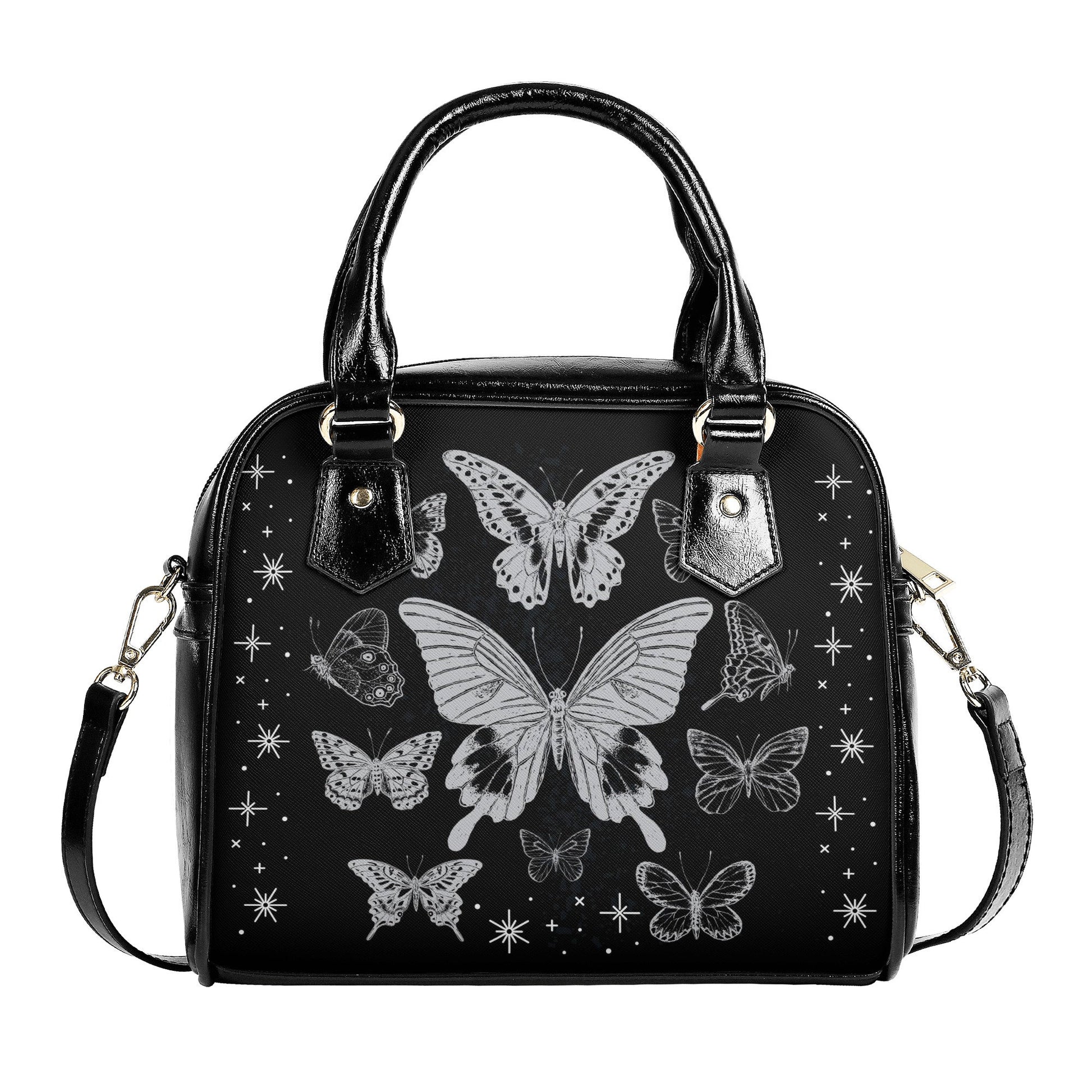 Goth Handbag - Black Butterflies - Witchy Purse - Shoulder Handbag