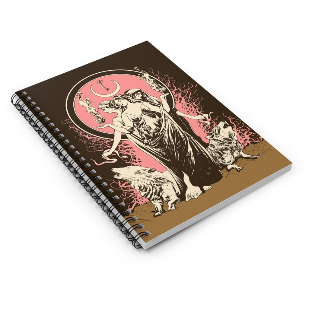 Pink Hecate Notebook - Goddess Journal - Gift for Witches - Spiral Notebook - Ruled Line