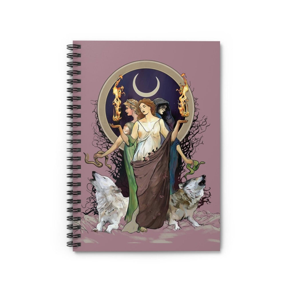 Pink Goddess Journal - Hecate Notebook - Gift For Witch - Gothic Spiral Notebook - Ruled Line