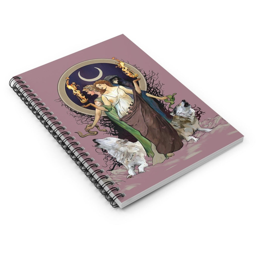 Pink Goddess Journal - Hecate Notebook - Gift For Witch - Gothic Spiral Notebook - Ruled Line