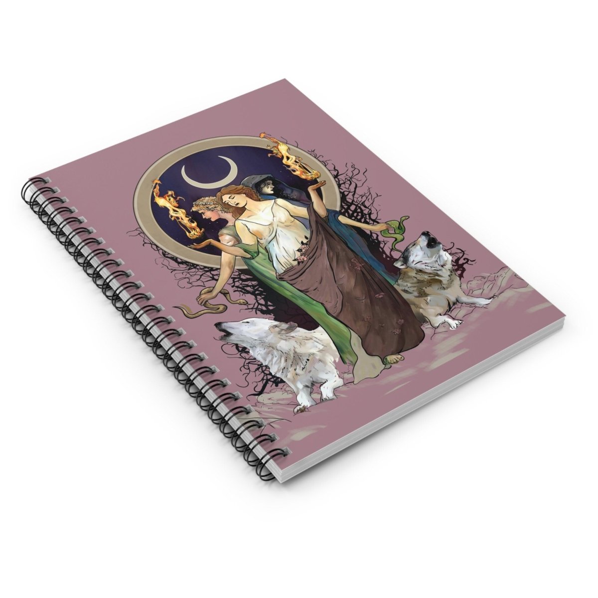 Pink Goddess Journal - Hecate Notebook - Gift For Witch - Gothic Spiral Notebook - Ruled Line