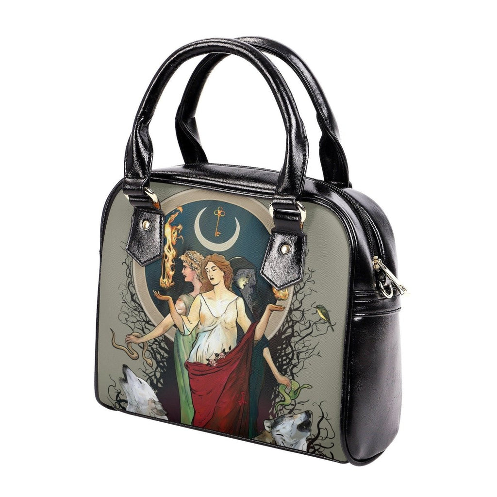 Hecate Purse - Moon Goddess - Triple Goddess Shoulder Handbag - Red Dress - Holiday Pagan