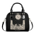 The Moon Tarot Handbag - Tarot Art Purse - Black and Beige Shoulder Handbag