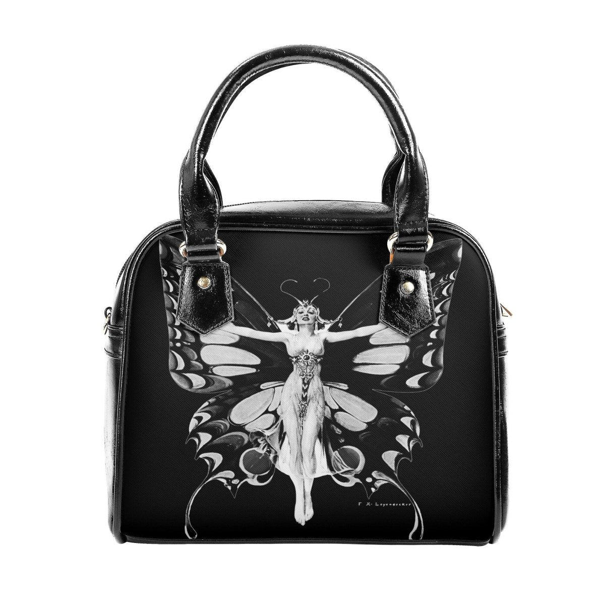 Life Flapper Handbag - Vintage Art Handbag - Black and White Retro Shoulder Handbag