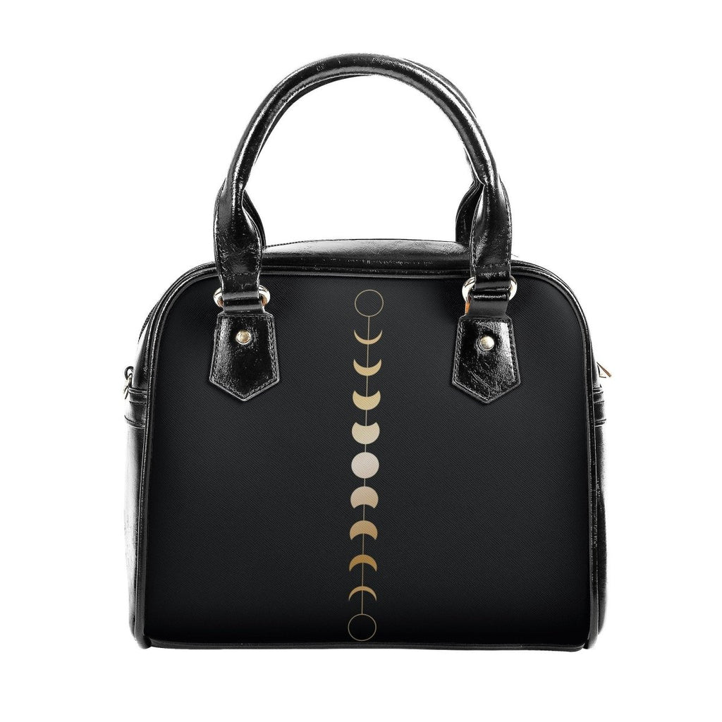 Moon Phase Handbag - Gold Moon Phase - Black Adjustable Shoulder Handbag