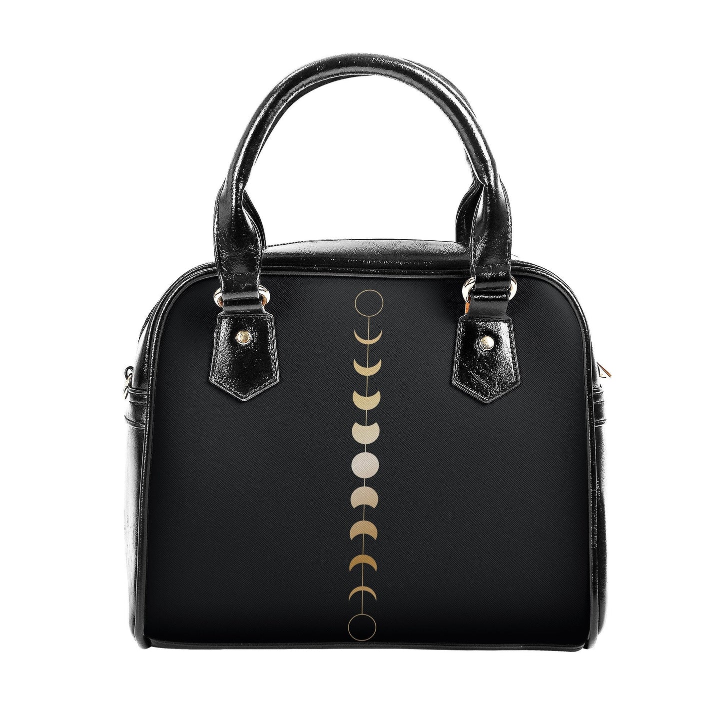 Moon Phase Handbag - Gold Moon Phase - Black Adjustable Shoulder Handbag