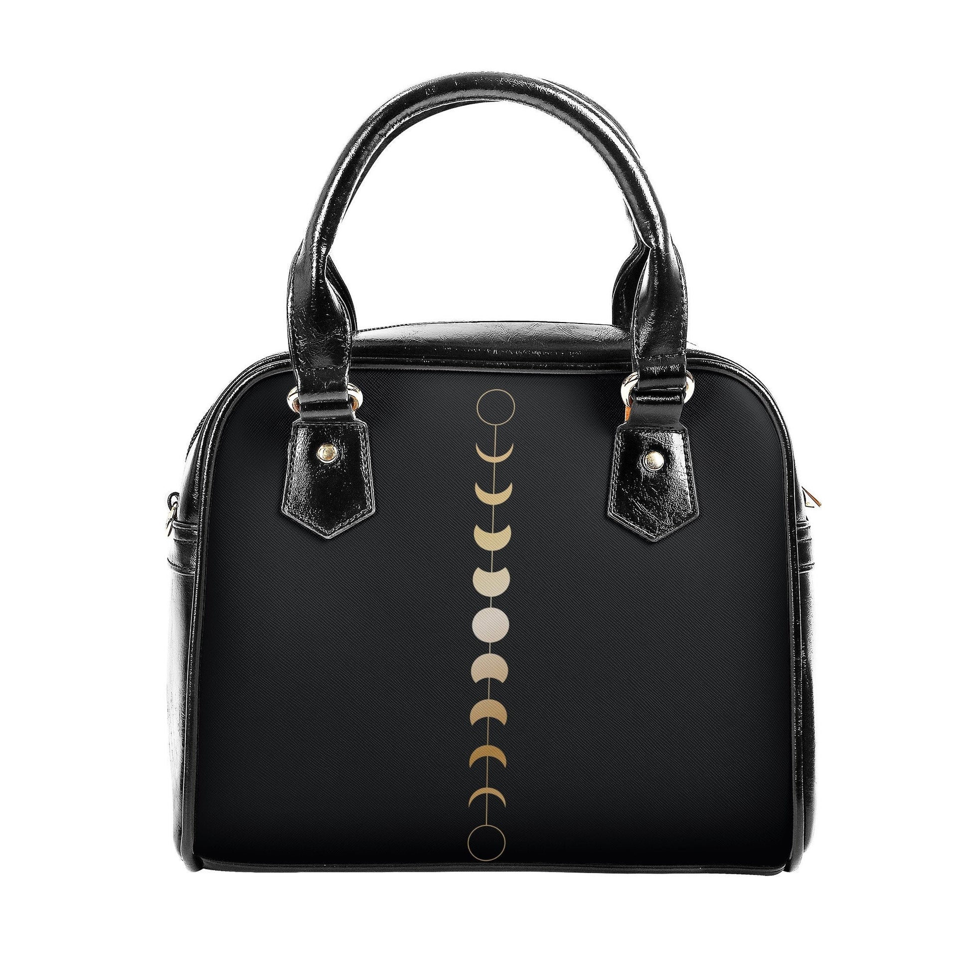 Moon Phase Handbag - Gold Moon Phase - Black Adjustable Shoulder Handbag