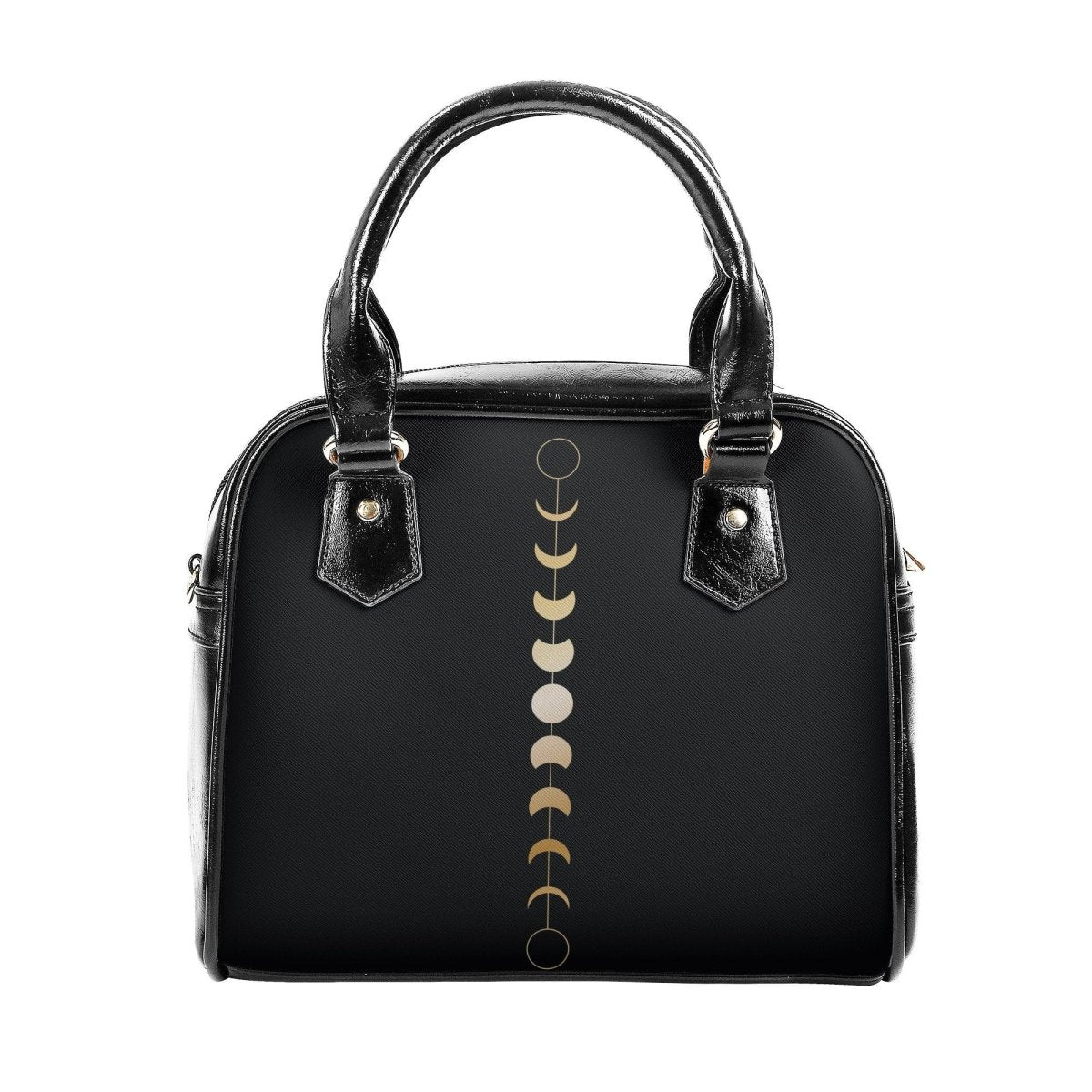 Moon Phase Handbag - Gold Moon Phase - Black Adjustable Shoulder Handbag