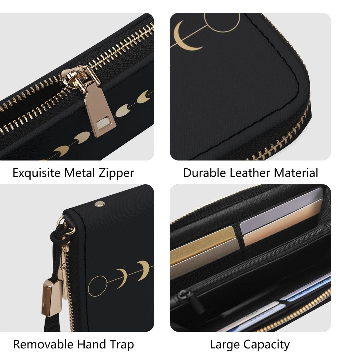 Gold Moon Phase Wallet - Boho Clutch Wallet -