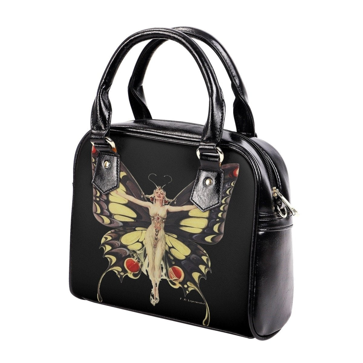 Life Magazine Flapper - Butterfly - Black - Vintage Art - Retro Handbag - Shoulder Handbag - Color