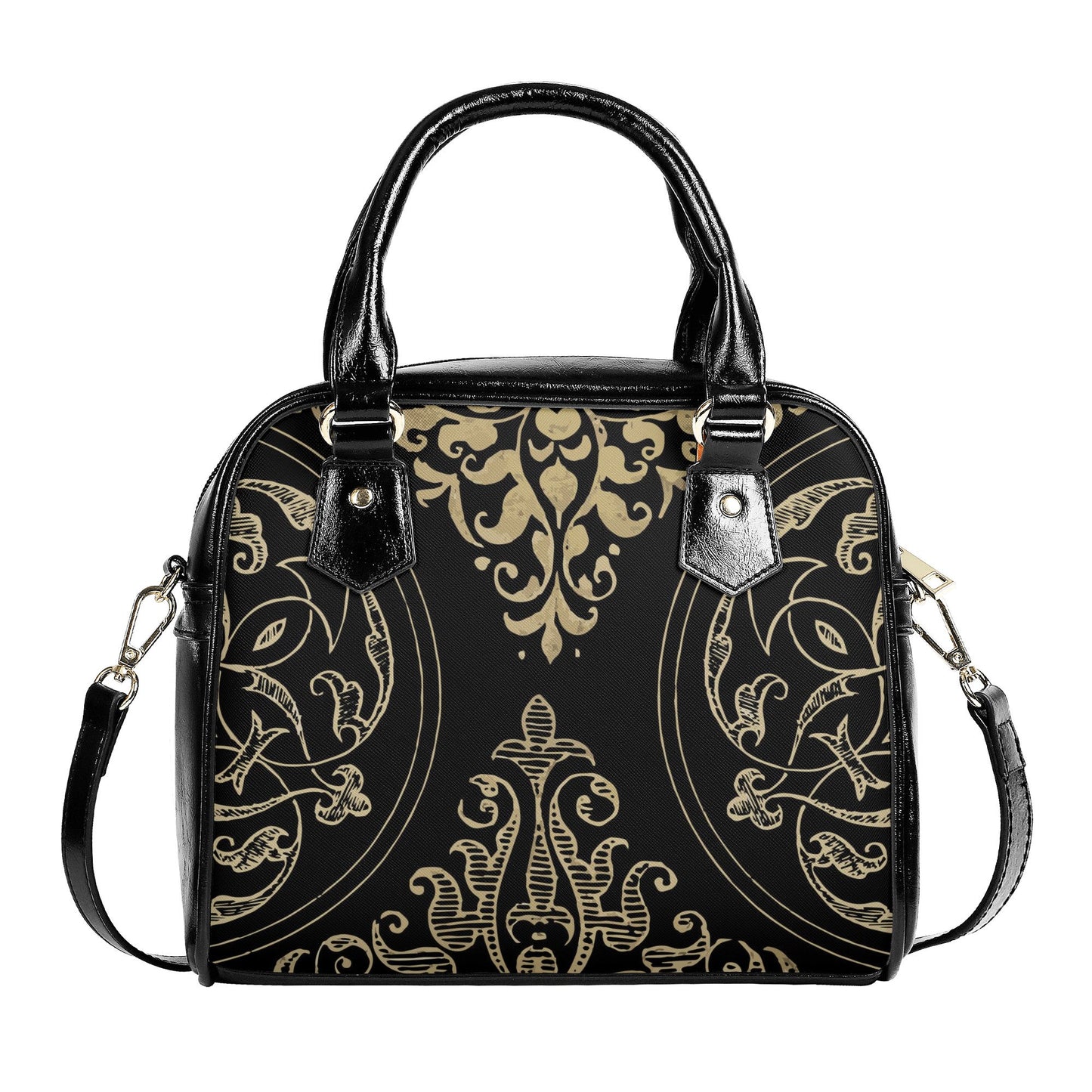 Art Nouveau Handbag - Black and Gold Vintage Style Purse - Shoulder Handbag