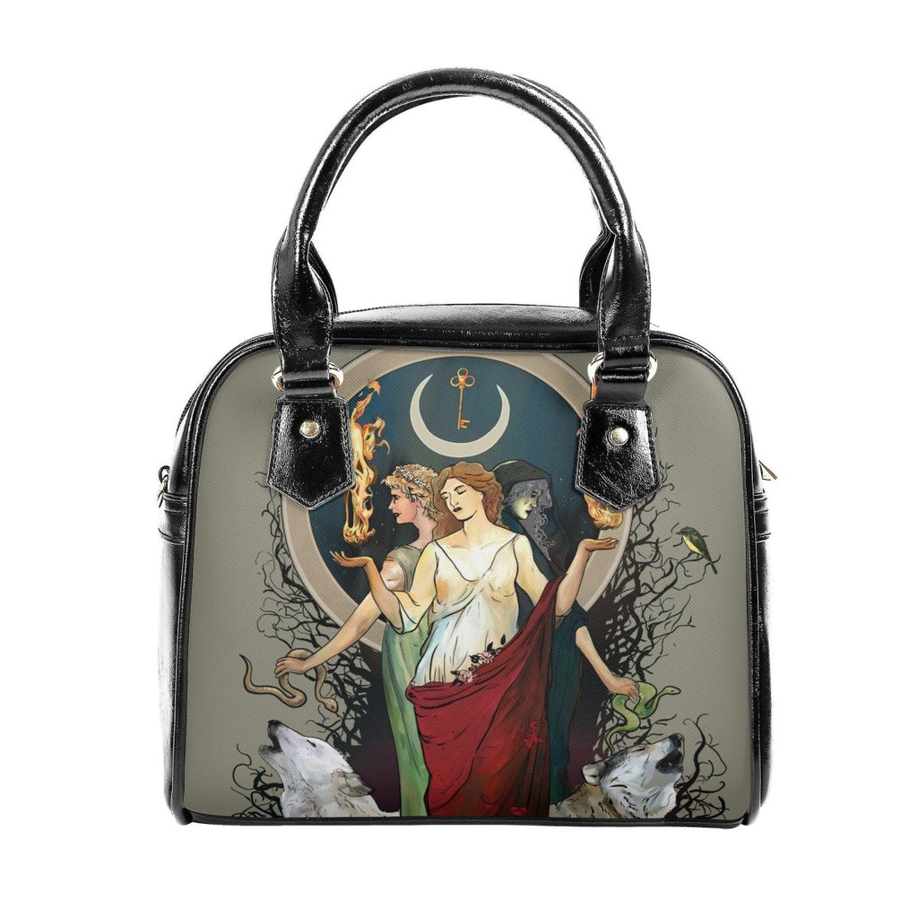 Hecate Purse - Moon Goddess - Triple Goddess Shoulder Handbag - Red Dress - Holiday Pagan