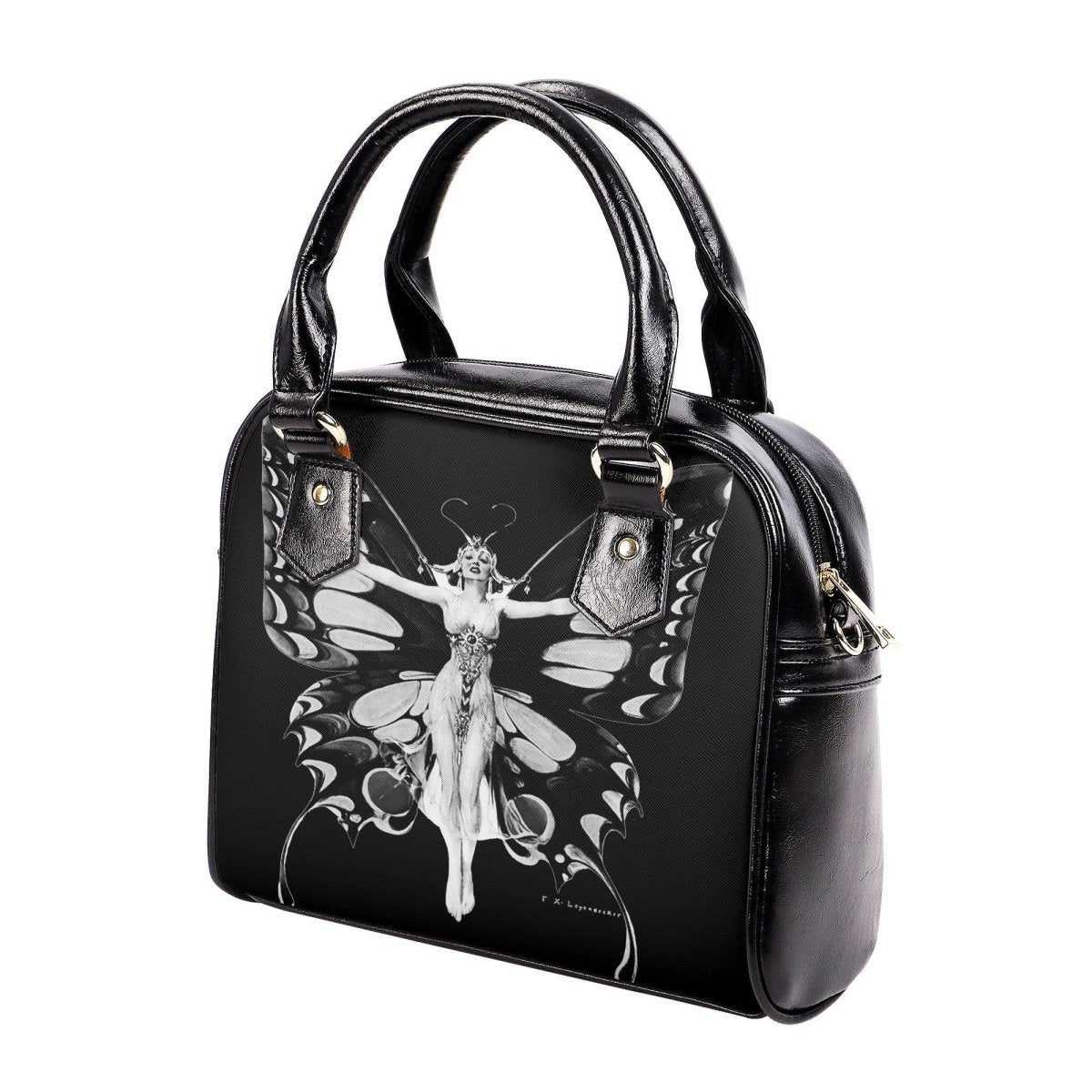 Life Flapper Handbag - Vintage Art Handbag - Black and White Retro Shoulder Handbag