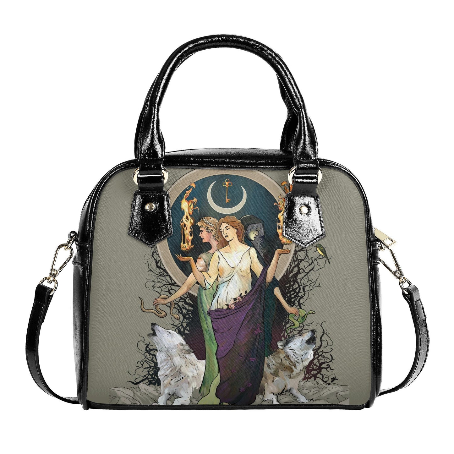 Hecate Handbag - Moon Goddess - Purple Dress - Gothic Shoulder Handbag