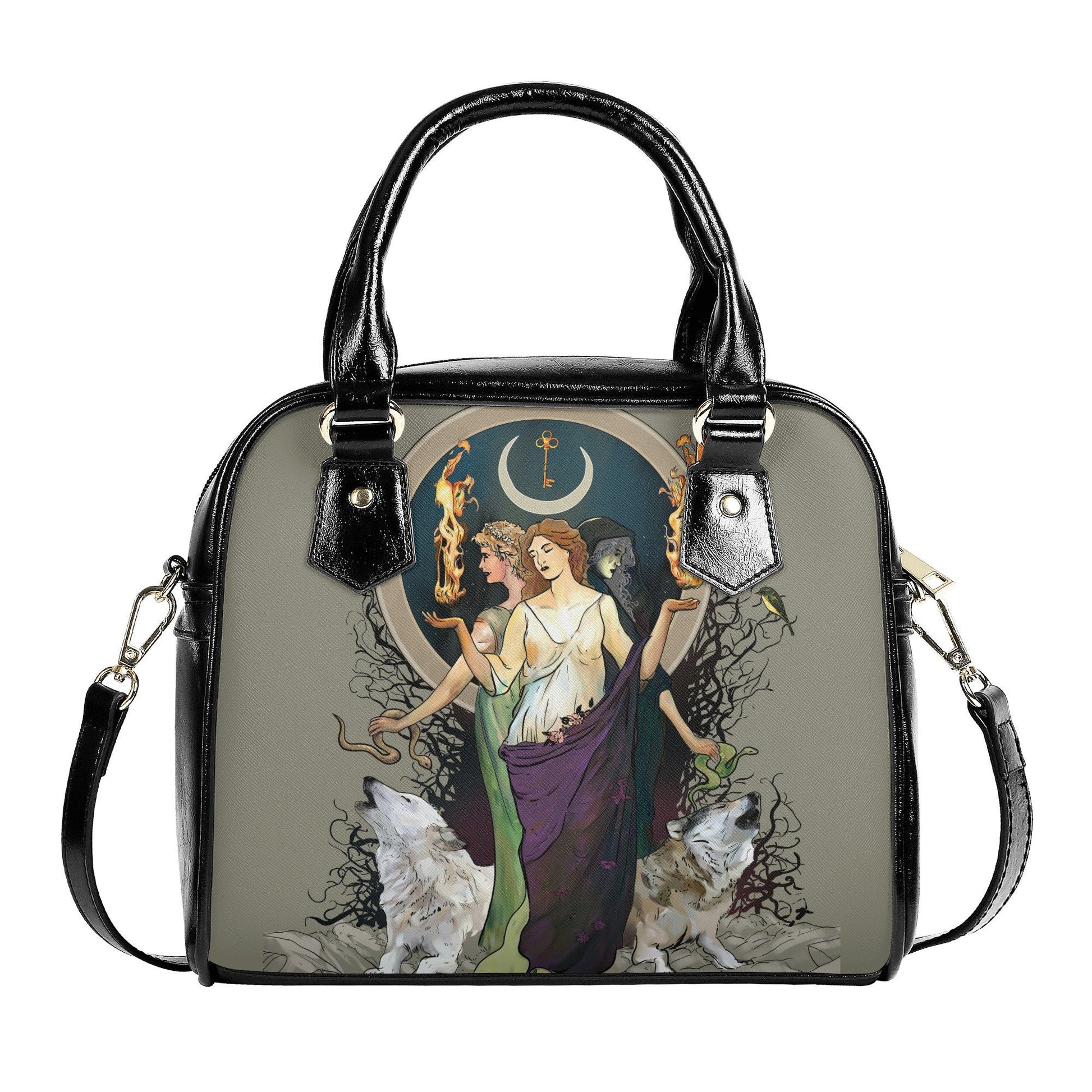 Hecate Handbag - Moon Goddess - Purple Dress - Gothic Shoulder Handbag