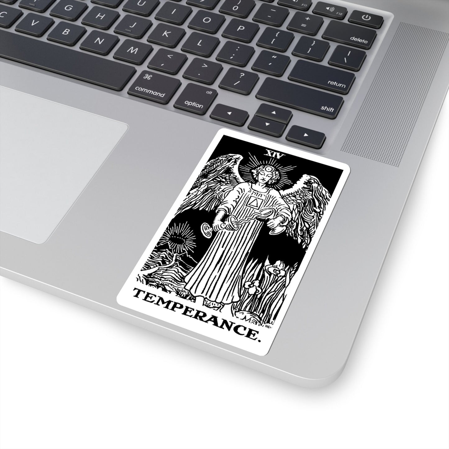 Temperance Tarot Card Sticker - Kiss-Cut Stickers - Vinyl Sticker - Black and White