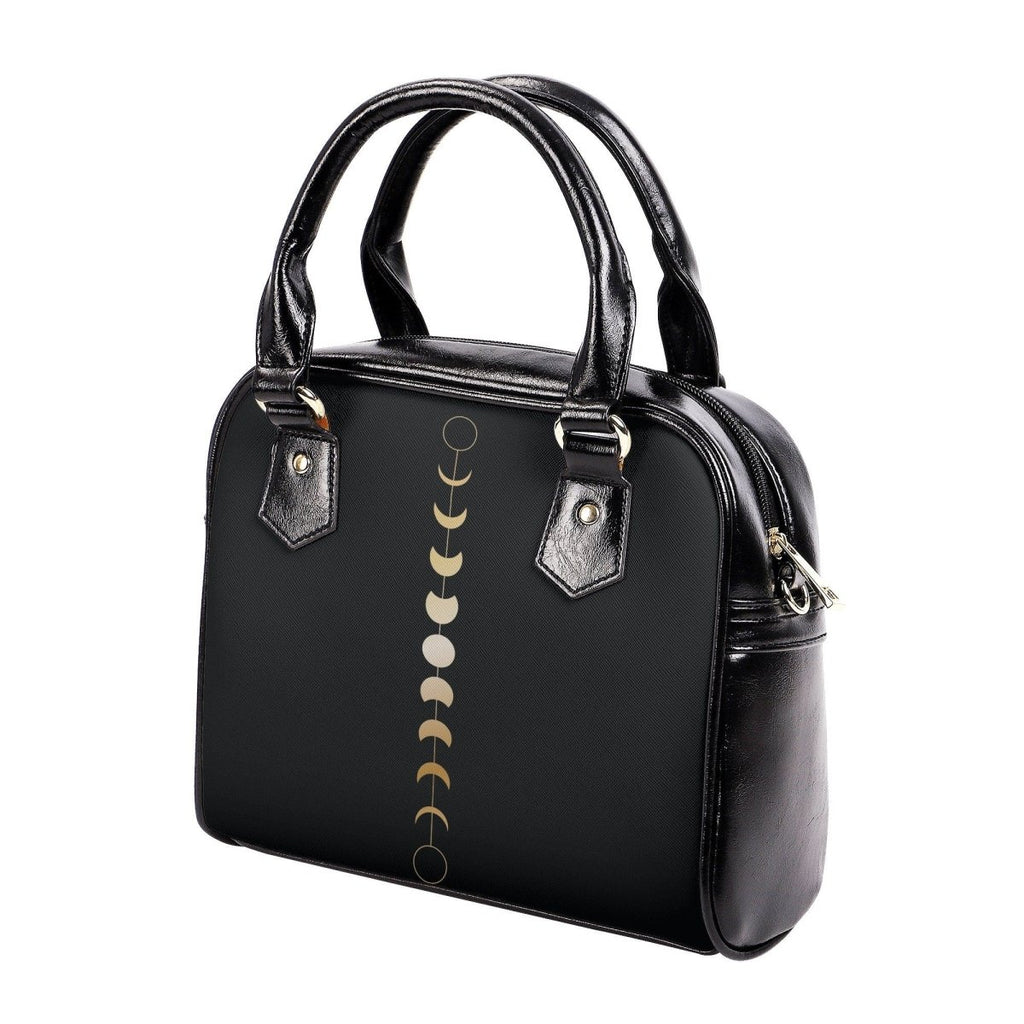 Moon Phase Handbag - Gold Moon Phase - Black Adjustable Shoulder Handbag
