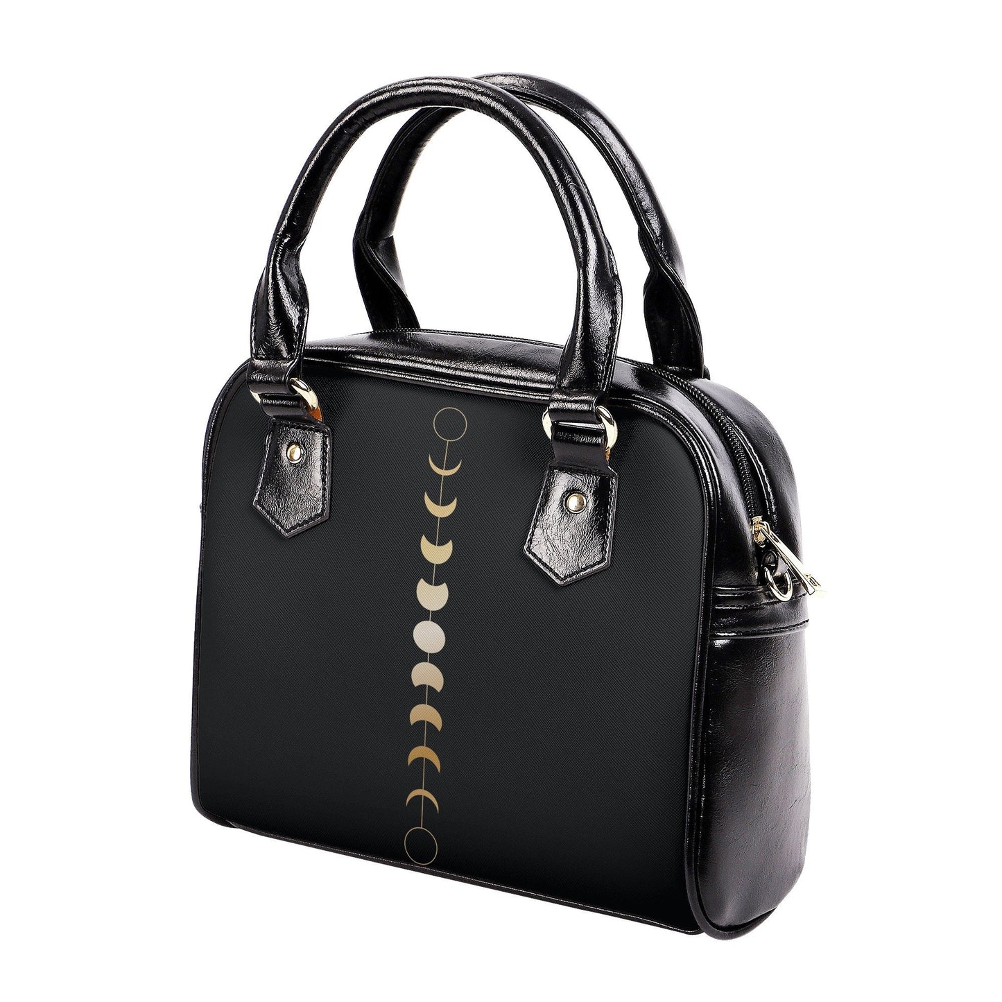 Moon Phase Handbag - Gold Moon Phase - Black Adjustable Shoulder Handbag