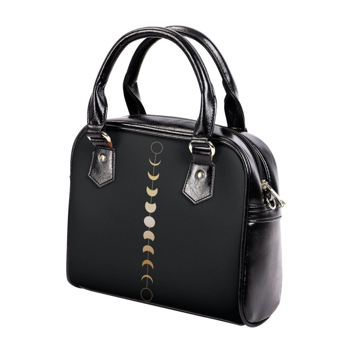 Moon Phase Handbag - Gold Moon Phase - Black Adjustable Shoulder Handbag