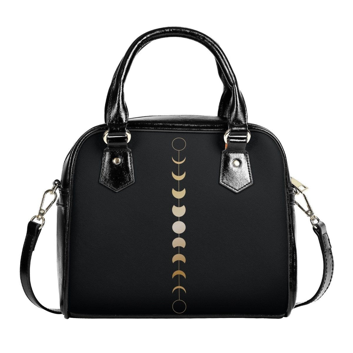Moon Phase Handbag - Gold Moon Phase - Black Adjustable Shoulder Handbag