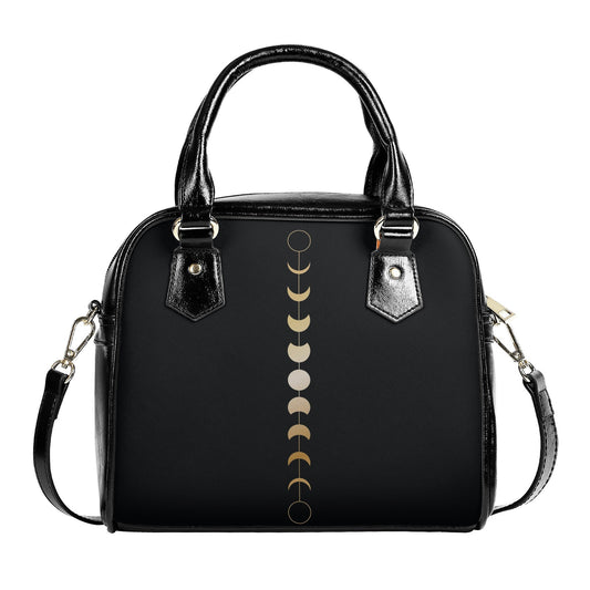 Moon Phase Handbag - Gold Moon Phase - Black Adjustable Shoulder Handbag