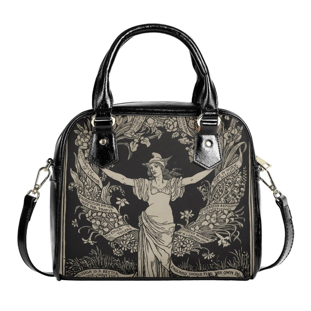 Vintage Art Handbag - May Day - Black and Beige Shoulder Handbag