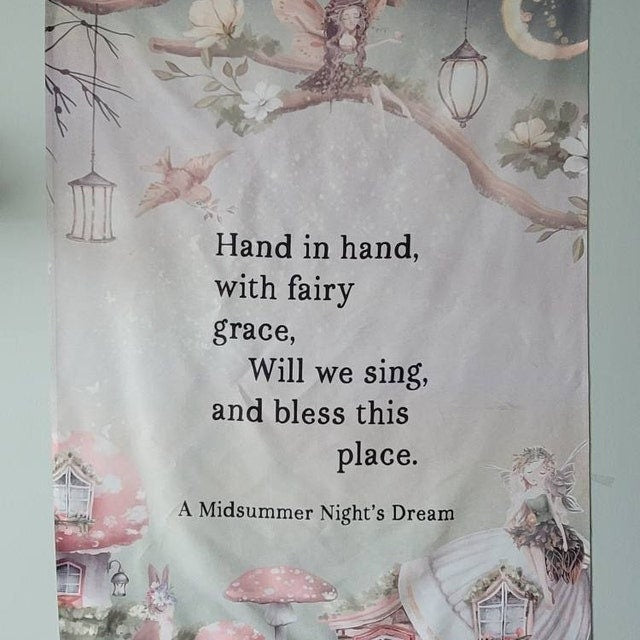 Fairy Tapestry - Shakespeare Quote - Midsummer Nights Dream - Childrens Room Wall Hanging by DesignBohemian