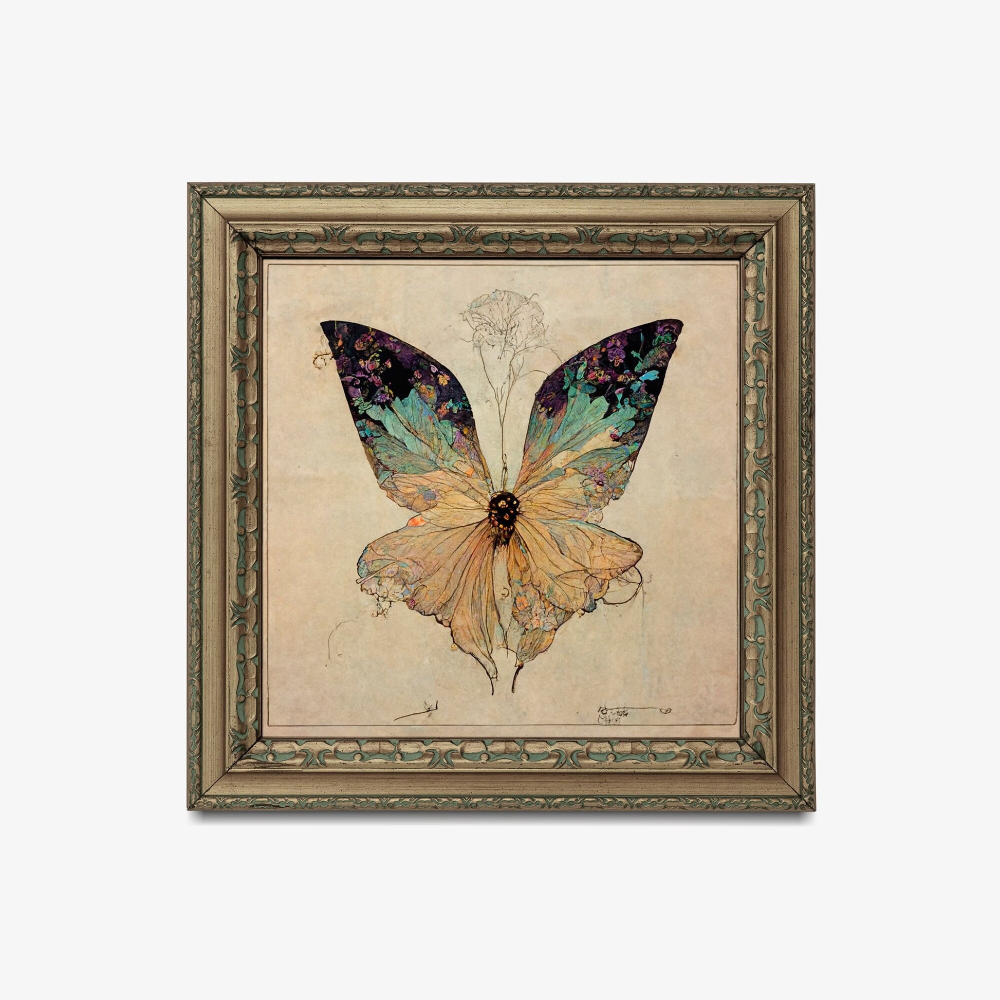 Whimsigoth Butterfy - Art Nouveau - Moody Art Print- Square - For Your Sacred Space - Nature - Esoteric