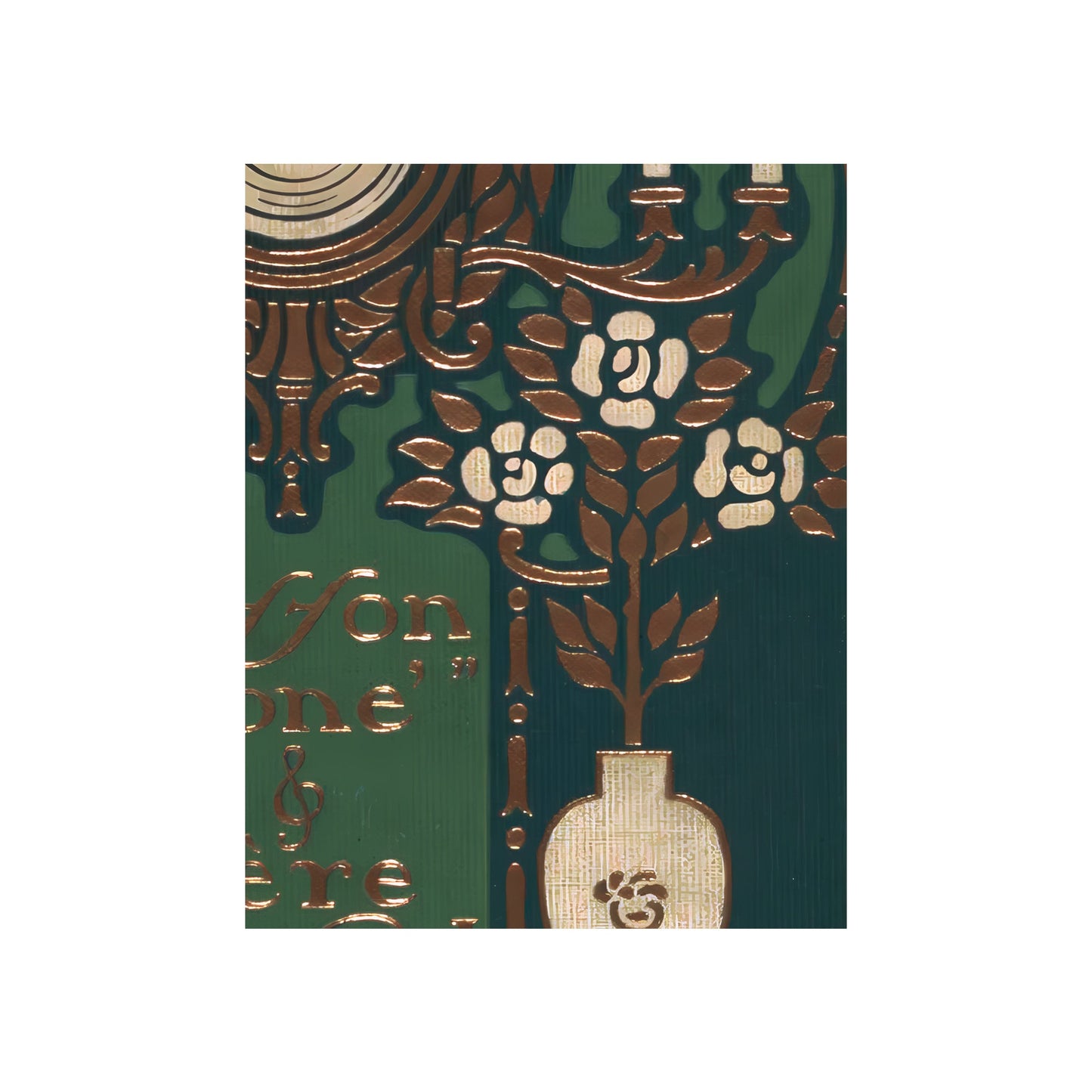 Vintage Book Cover Print - Dark Green - Art Nouveau Poster Floral Print Bohemian Print Large Artwork