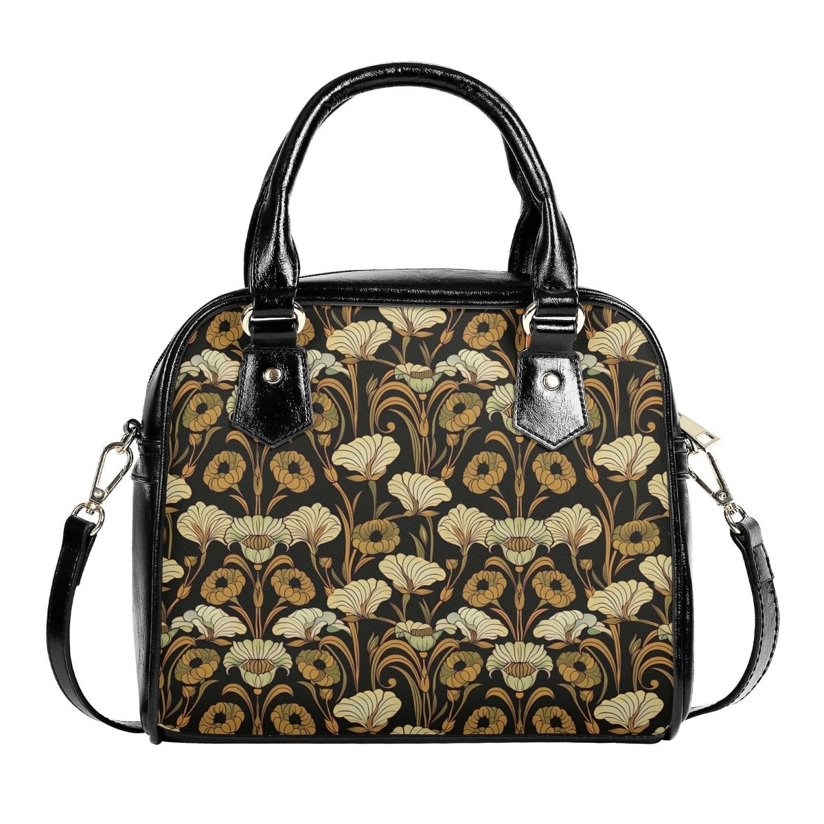 Art Nouveau Print Handbag - Beige - faux leather Shoulder Handbag - Vintage Floral