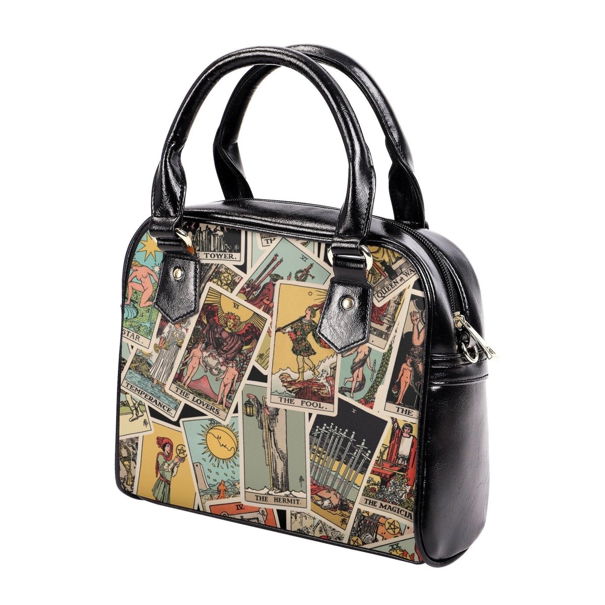 Tarot Cards Handbag- Rider Waite Print - Tarot Purse - Vegan Leather Shoulder Handbag