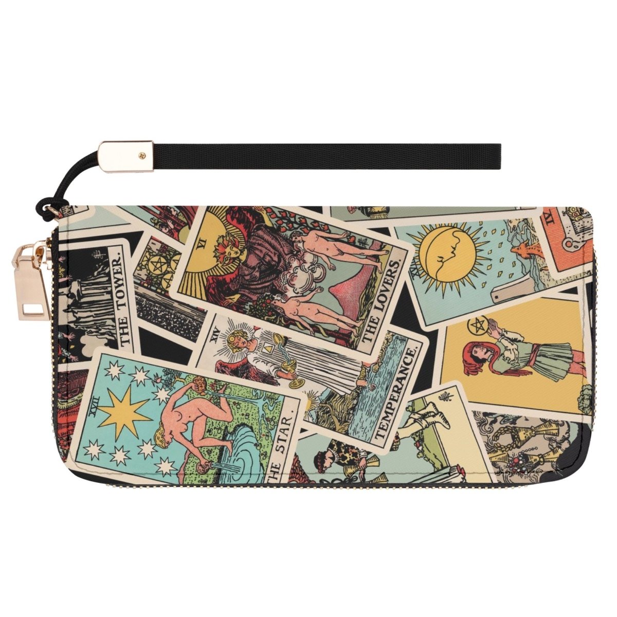 Tarot Cards Wallet - Rider Waite Print - Tossed Pattern - Zipper Wallet