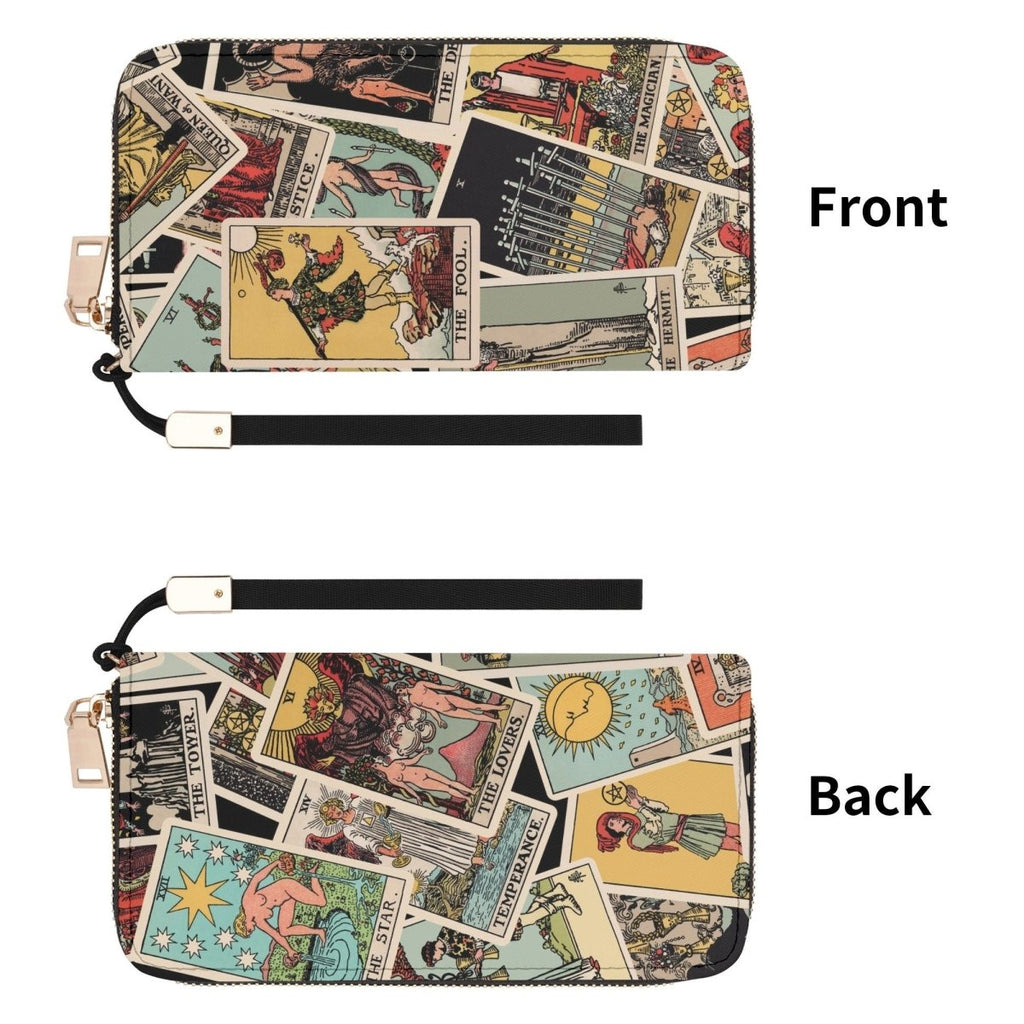 Tarot Cards Wallet - Rider Waite Print - Tossed Pattern - Zipper Wallet