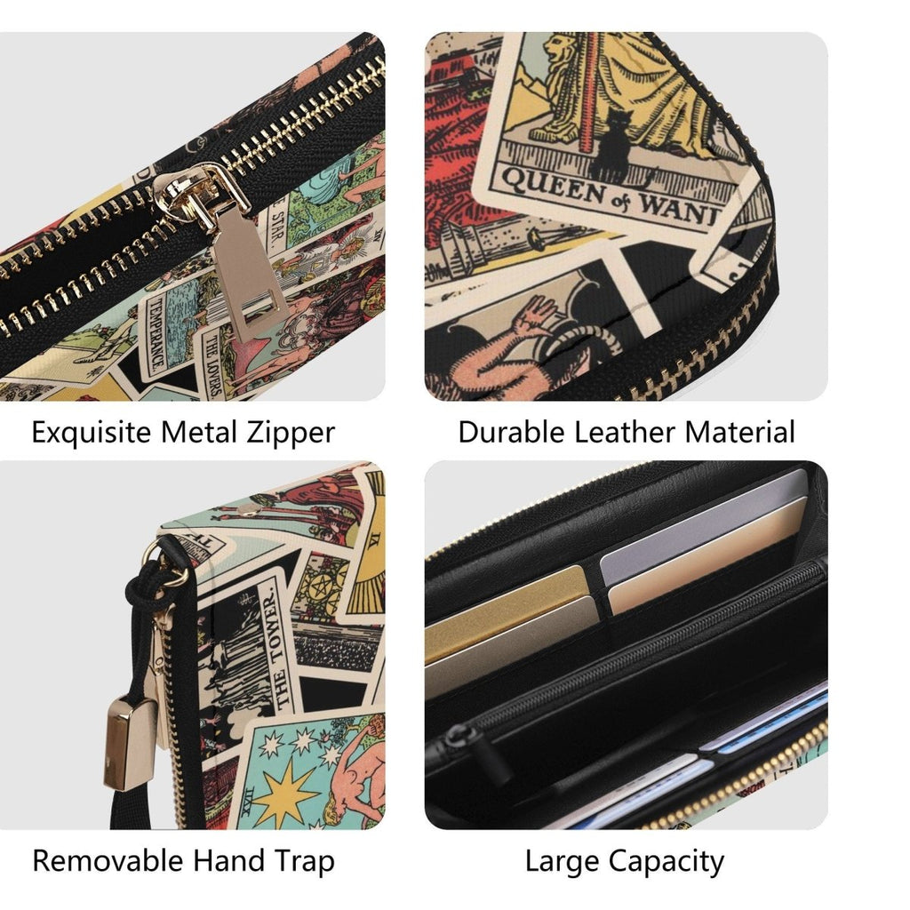 Tarot Cards Wallet - Rider Waite Print - Tossed Pattern - Zipper Wallet
