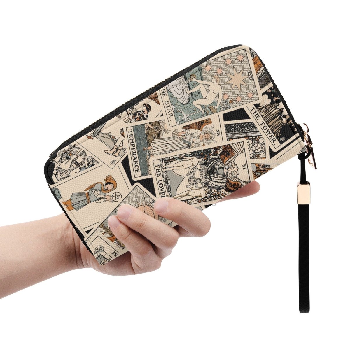 Tarot Wallet - Rider Waite Print - Beige - Wristlet