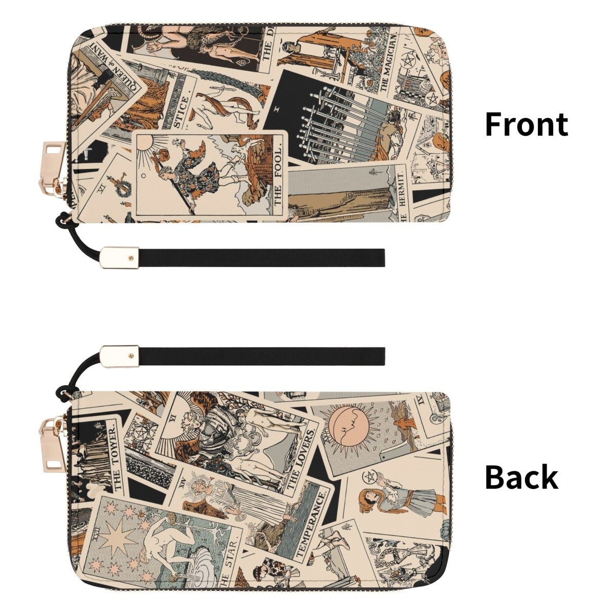 Tarot Wallet - Rider Waite Print - Beige - Wristlet