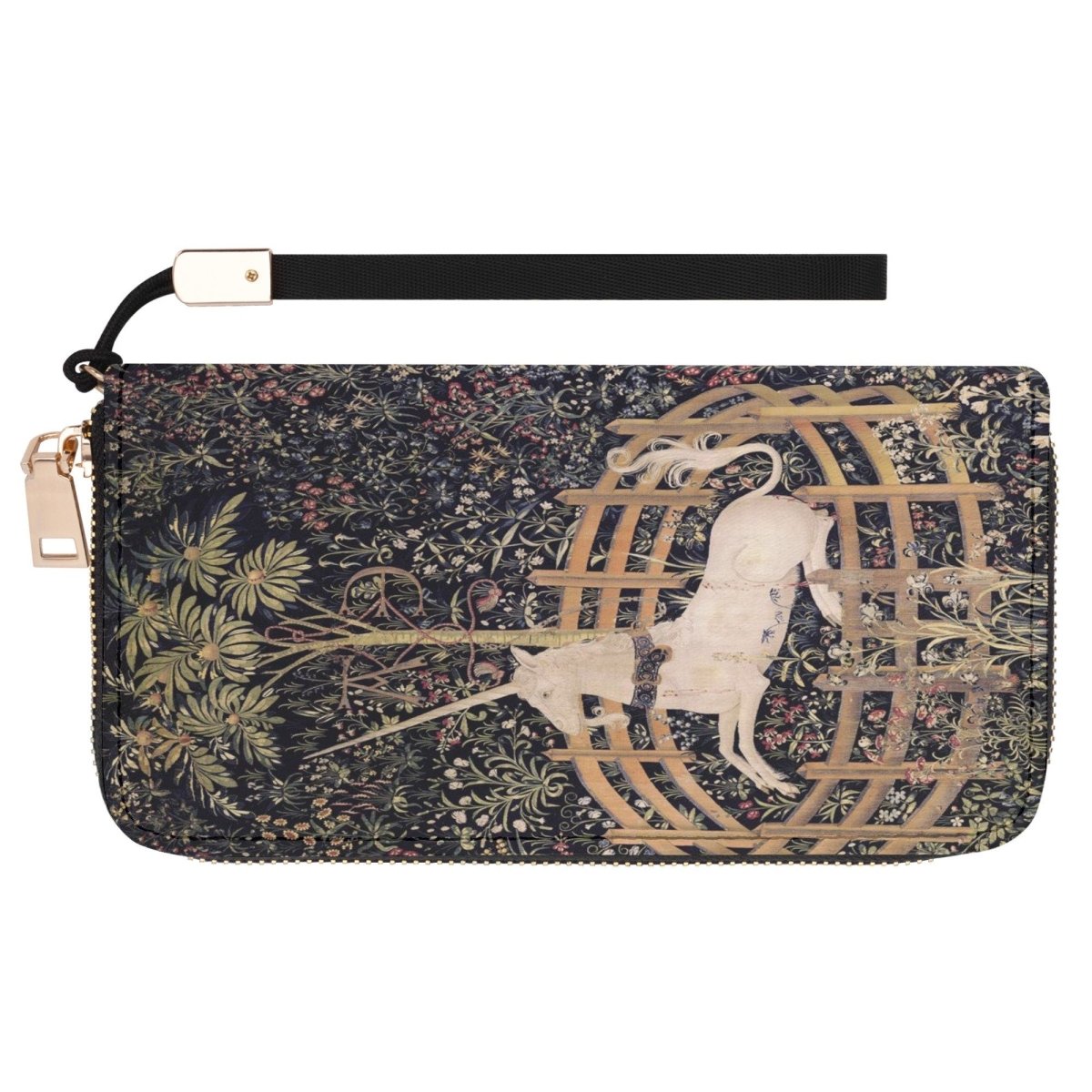Vintage Unicorn Wallet - Floral - Vegan Leather Wallet - Medieval - Unicorn Clutch