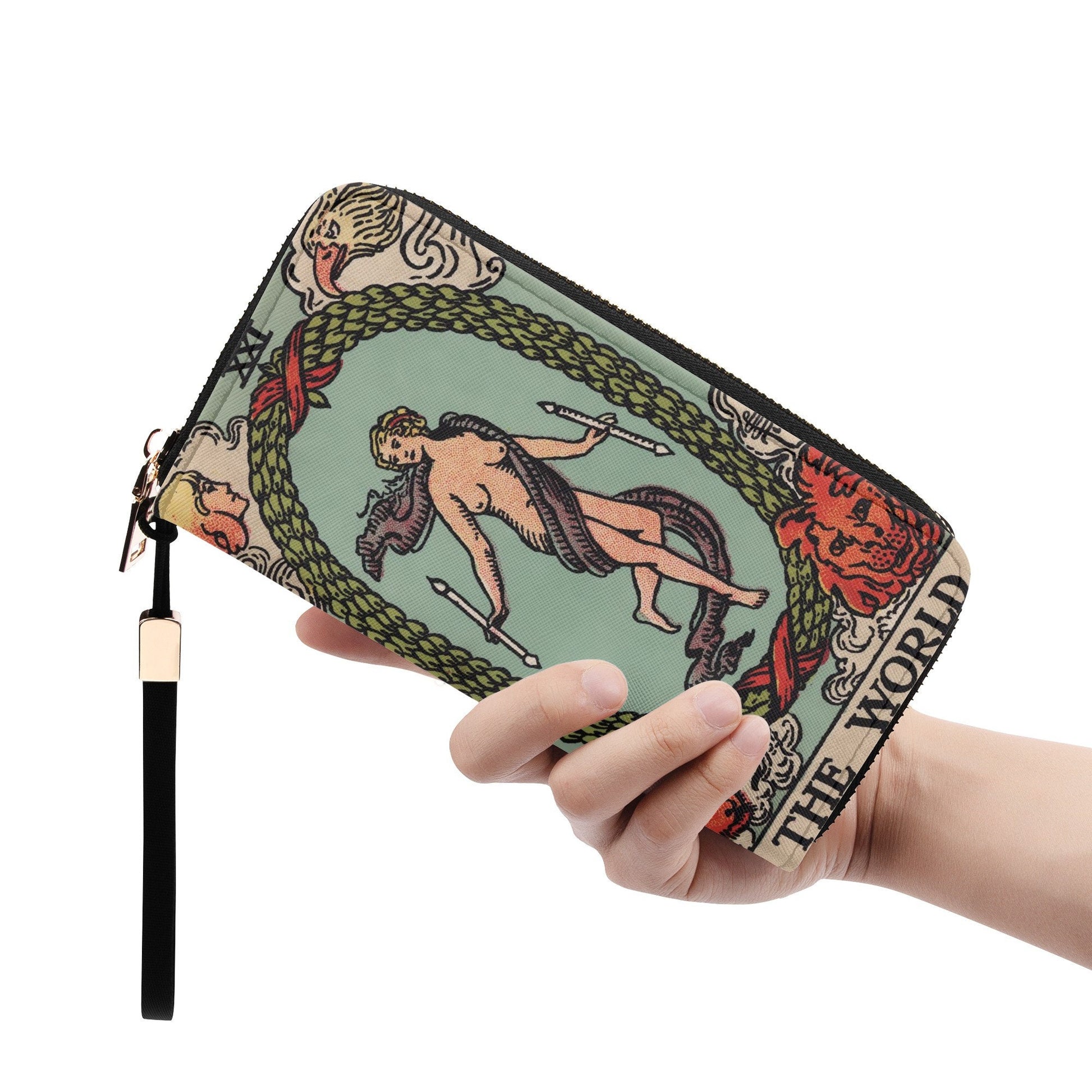 The World Tarot Wallet - Tarot Clutch - Vegan Leather Wallet - Vintage Tarot