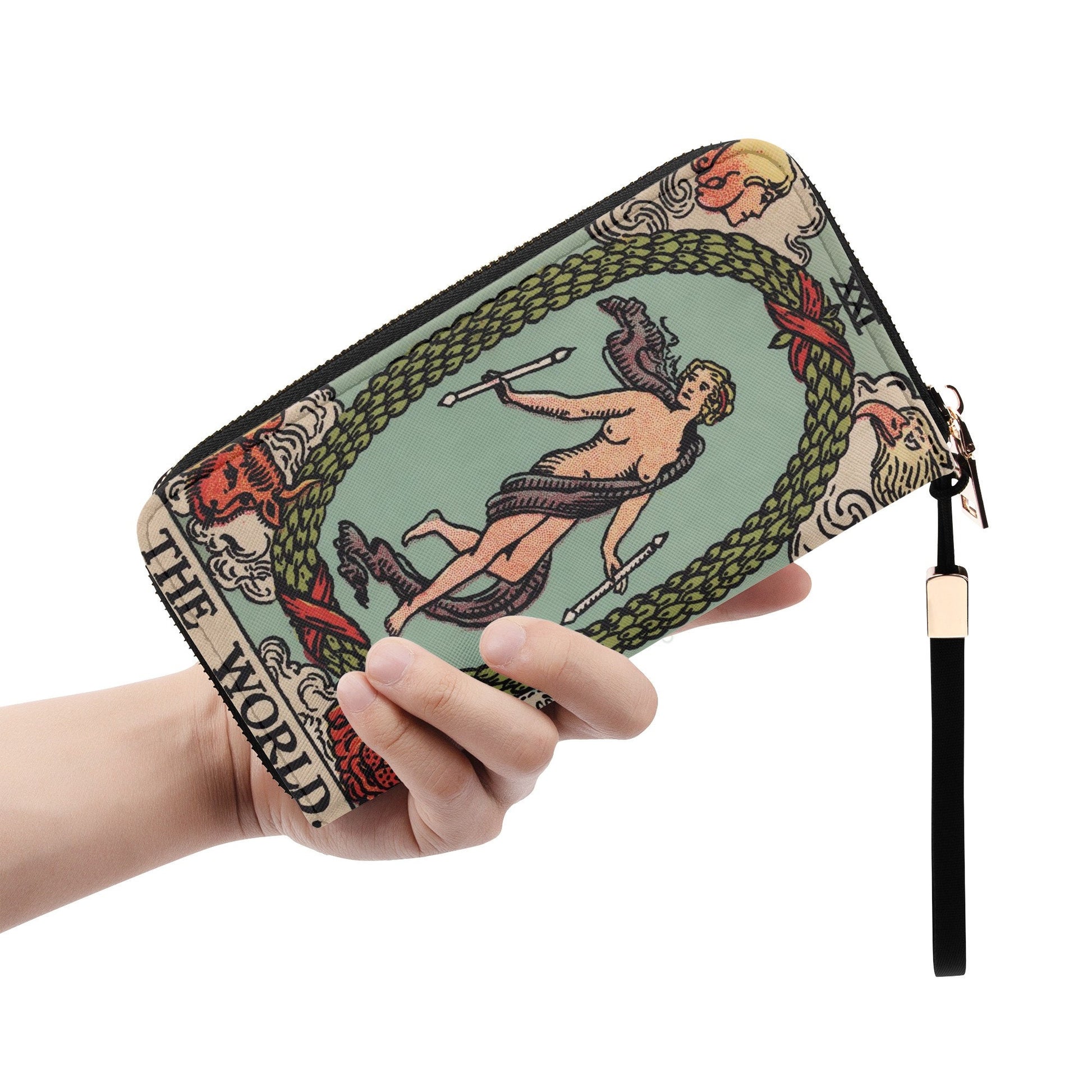 The World Tarot Wallet - Tarot Clutch - Vegan Leather Wallet - Vintage Tarot