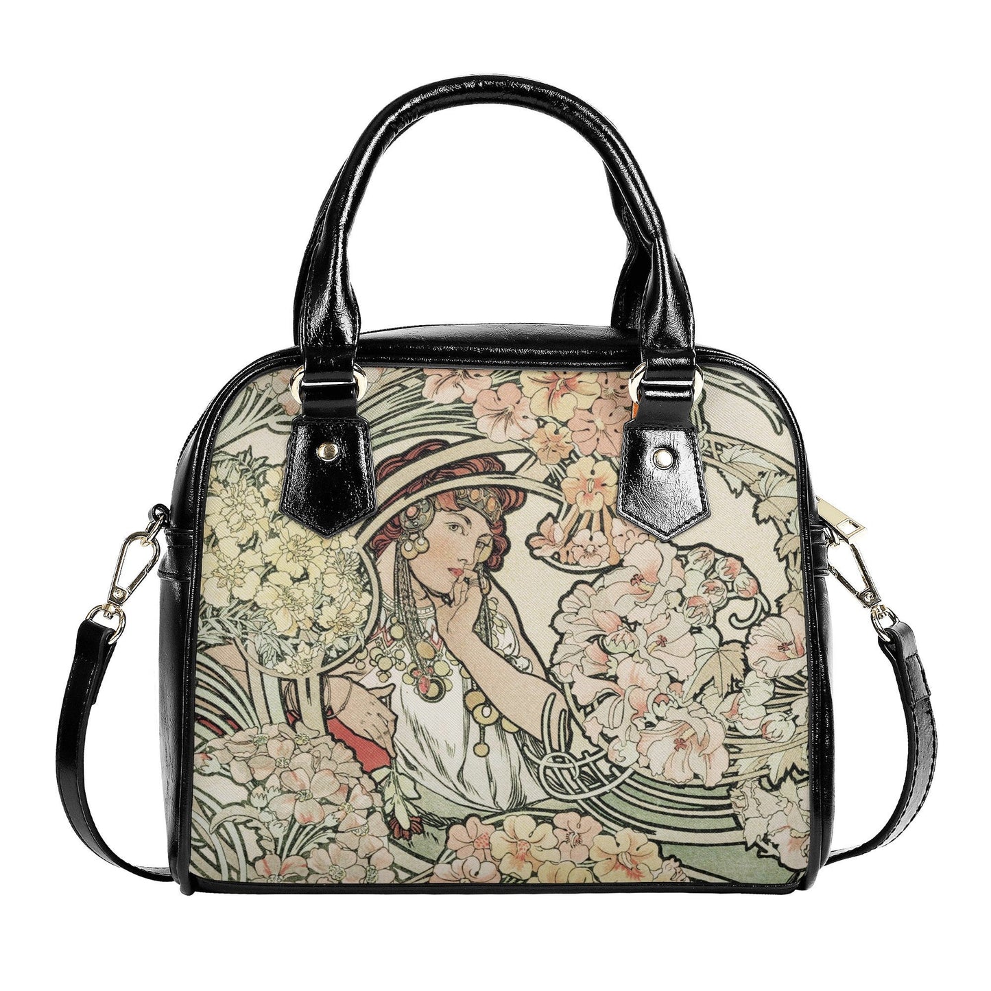 Mucha Handbag- Art Nouveau Purse - Vintage Art - Vegan Leather Shoulder Handbag